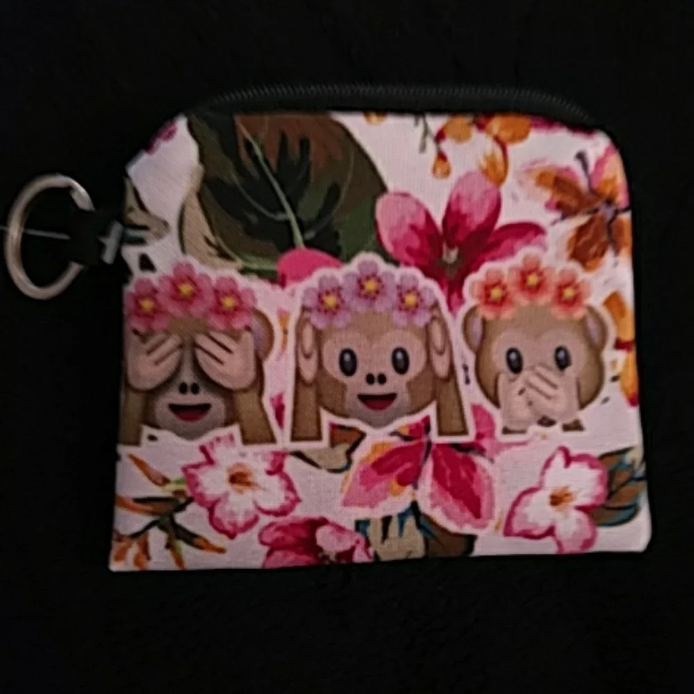 NEW - Coin bag or change purse - monkeys